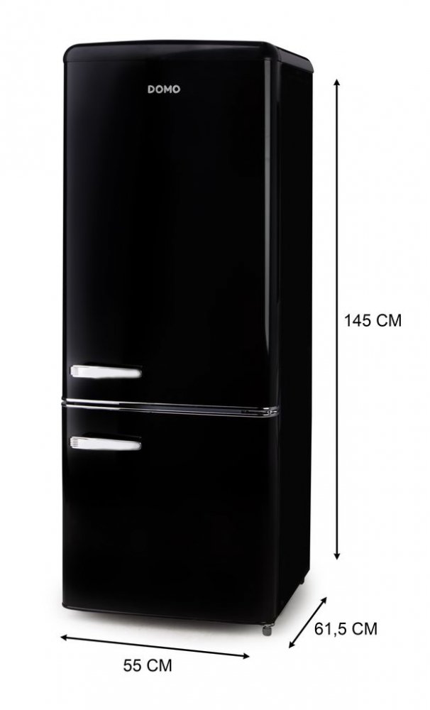 Retro lednice s mrazákem dole - černá - DOMO DO91706R
